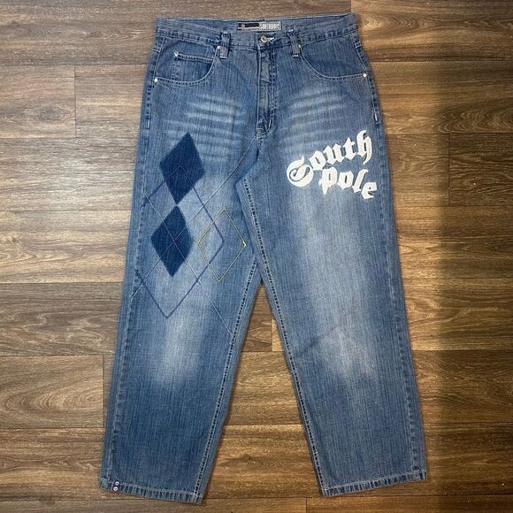 Vintage Y2K Southpole Baggy Jeans Wide Leg Hip Hop Streetwear Size 36x31